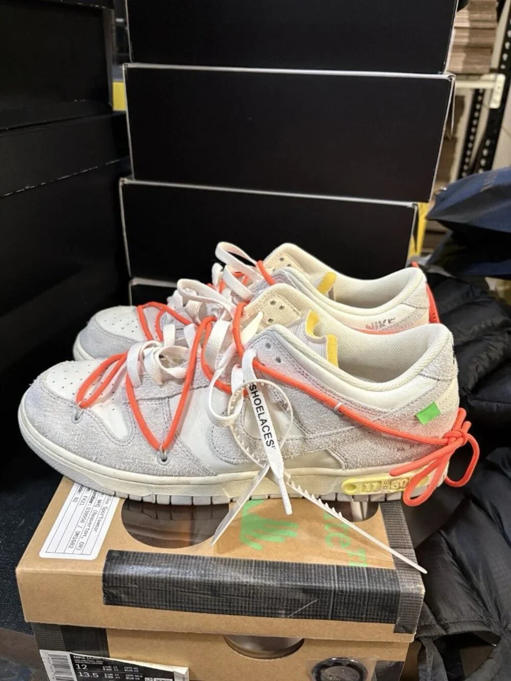 WORN Men’s Nike Dunk Low Off-White Lot 11 DJ0950-108 Size 12 WITH BOX
